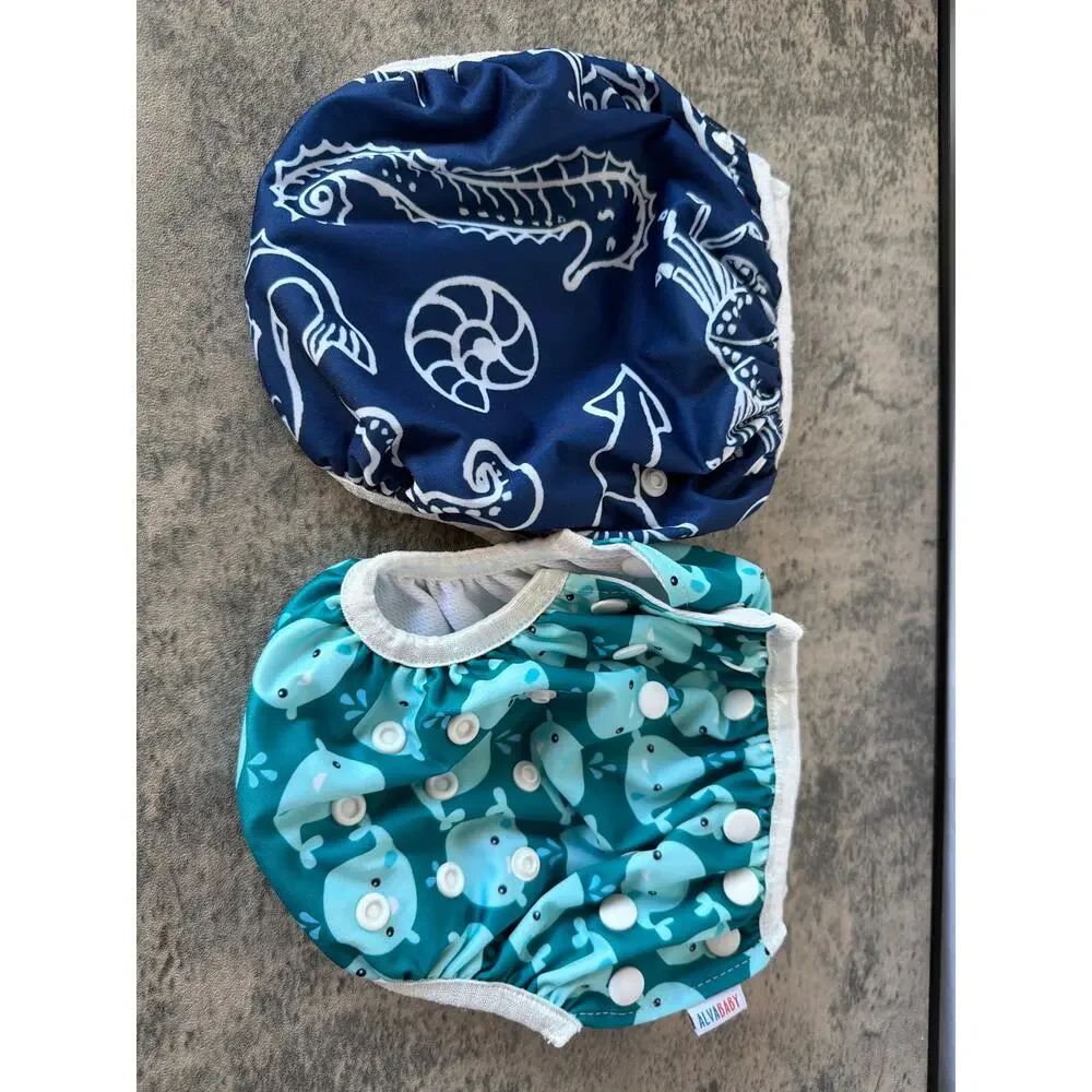 NEW 2pcs ALVABABY Swim Diapers nap One Size Reusable Adjustable Washable